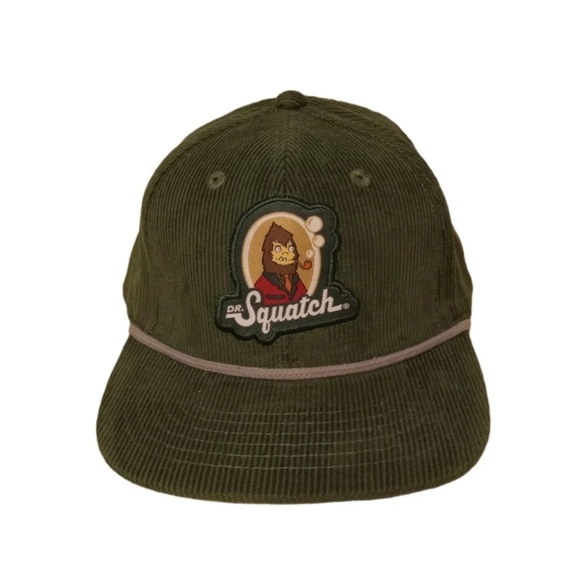 DR SQUATCH GREEN CORDUROY GRAPHIC BASEBALL ADJUSTABLE SNAP BACK HAT CAP - Picture 1 of 4
